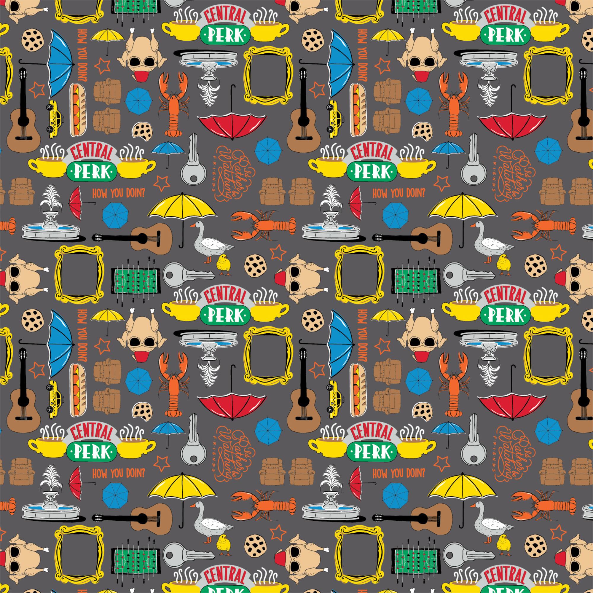 Camelot® Fabrics Friends™ Icons on Gray Cotton Fabric